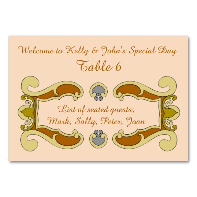 Golden Personalised Table Number (Front)