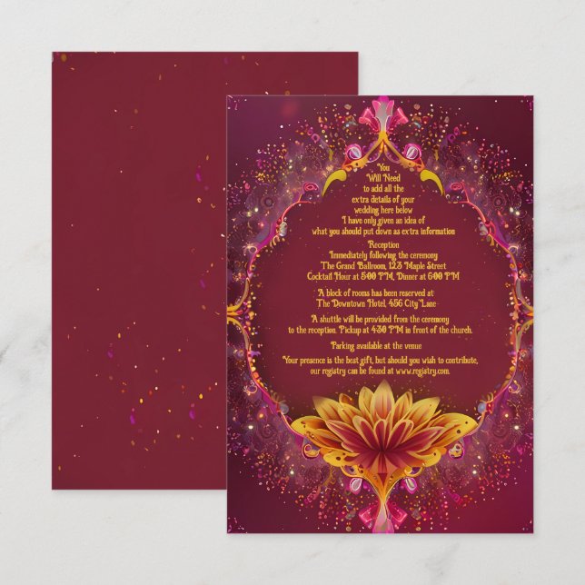 Golden Petals: A Day of Love and Joy Enclosure Card (Front/Back)