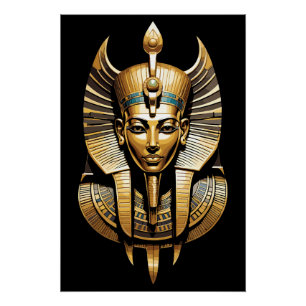 Golden Pharaoh in Regal Headdress Art Poster