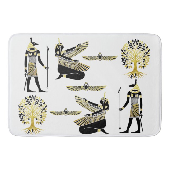 Golden Pharaoh’s Blessing: Ancient Egyptian Art Bath Mat (Front)