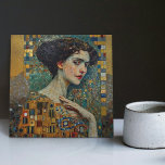 Golden Phase Gustav Klimt Mosaic Edwardian Woman C Tile<br><div class="desc">This beautiful ceramic tile features an artwork inspired by Gustav Klimt's "golden phase, " depicting a woman from the Edwardian era. During this period, Klimt was fascinated with Byzantine mosaics and developed his mosaic technique using gold leaf and vibrant colours. This artwork pays tribute to Klimt's innovative mosaic approach and...</div>