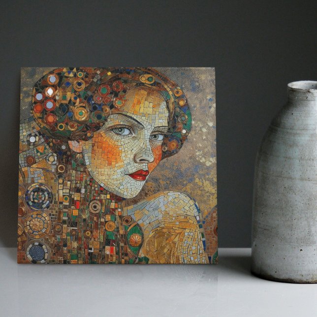 Golden Phase Gustav Klimt Mosaic Edwardian Woman Tile (Creator Uploaded)