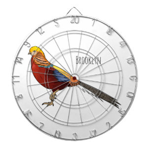Golden pheasant bird cartoon illustration dartboard