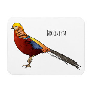 Golden pheasant bird cartoon illustration magnet