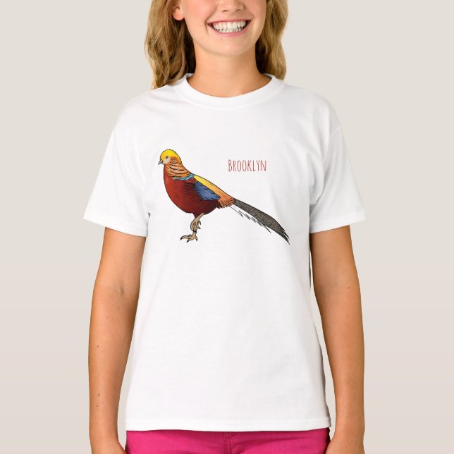 Golden pheasant bird cartoon illustration  T-Shirt (Front)