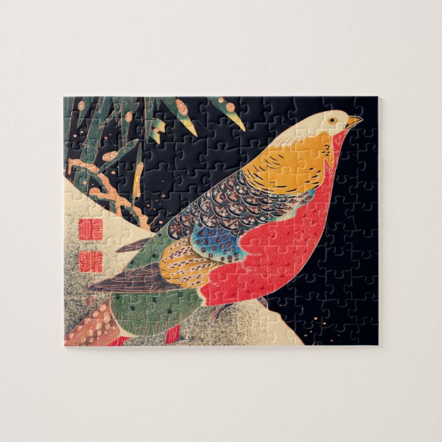 Golden Pheasant in the Snow by Ito Jakuchu Jigsaw Puzzle (Horizontal)