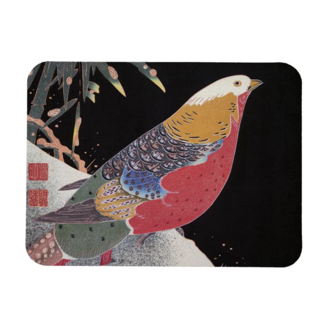 Golden Pheasant in the Snow, Jakuchū Magnet (Horizontal)