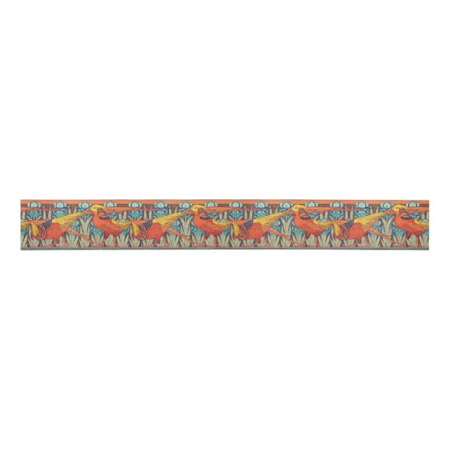 Golden Pheasant Retro Grosgrain Ribbon (Front)