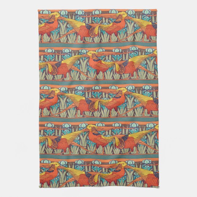 Golden Pheasant Retro Tea Towel (Vertical)