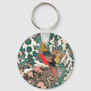 Golden Pheasants in Snow by Ito Jakuchu Key Ring