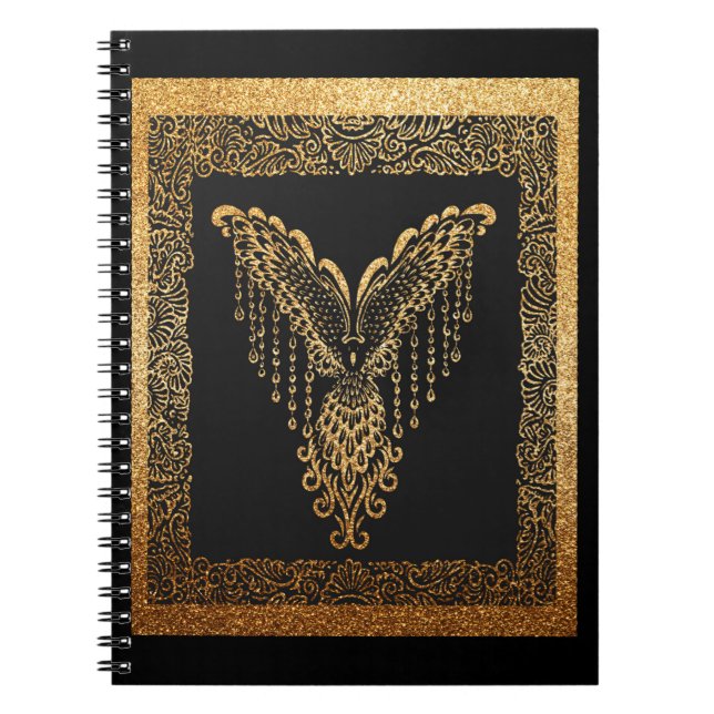 Golden Phoenix Elegance  Spiral Notebook (Front)