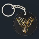 Golden Phoenix Key Ring<br><div class="desc">Classic gold and black design of a golden phoenix emblem set against a black background on gifts and accessories,  all available to customise and make personal to you.</div>
