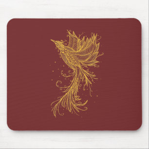 Golden Phoenix on Red Mousepad