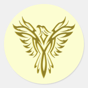 Golden Phoenix Rising envelope sealers Classic Round Sticker