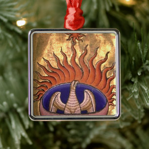 Golden Phoenix Rising From the Ashes Metal Tree Decoration