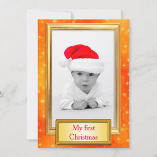Golden Photo Frame I + your photo & text Holiday Card