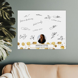 Golden Photo Graduation Party Signature Poster