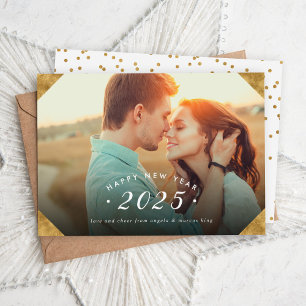 Golden Photo Overlay Happy New Year Holiday Card