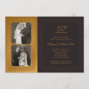 Golden Photos 50th wedding Anniversary Party Invitation