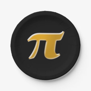 Golden PI on Black Paper Plate