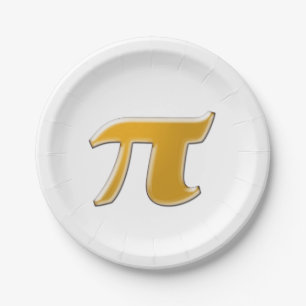 Golden PI on White Paper Plate