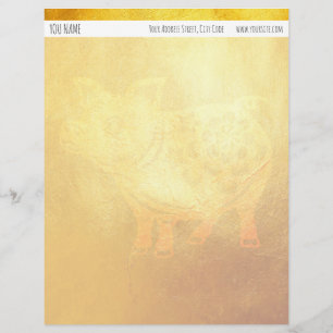 Golden Pig Chinese New Year personalised LetterH Custom Letterhead