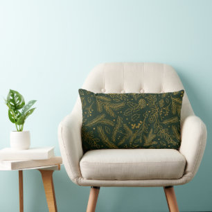 Golden Pine & Holly Lumbar Cushion
