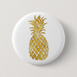 golden pineapple 6 cm round badge