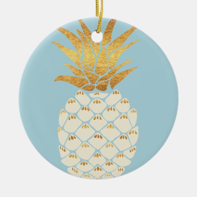 Golden Pineapple Ceramic Tree Decoration (Front)