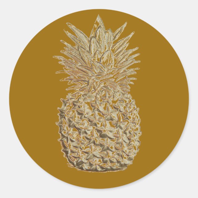 Golden Pineapple Classic Round Sticker (Front)