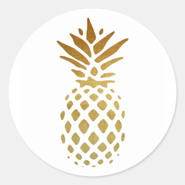 Golden Pineapple, Fruit in Gold Classic Round Sticker (Front)