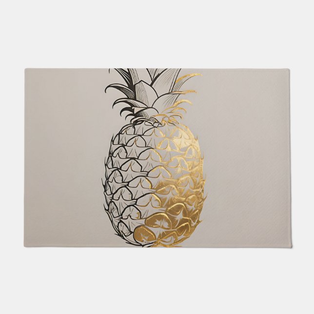 Golden Pineapple Line Art Doormat (Front)