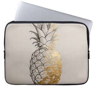 Golden Pineapple Line Art Laptop Sleeve