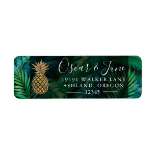 Golden Pineapple Summer Tropical Leaves Address