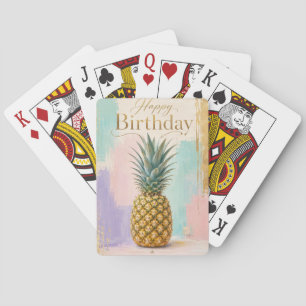 Golden Pineapple Tropical Birthday Playing Cards