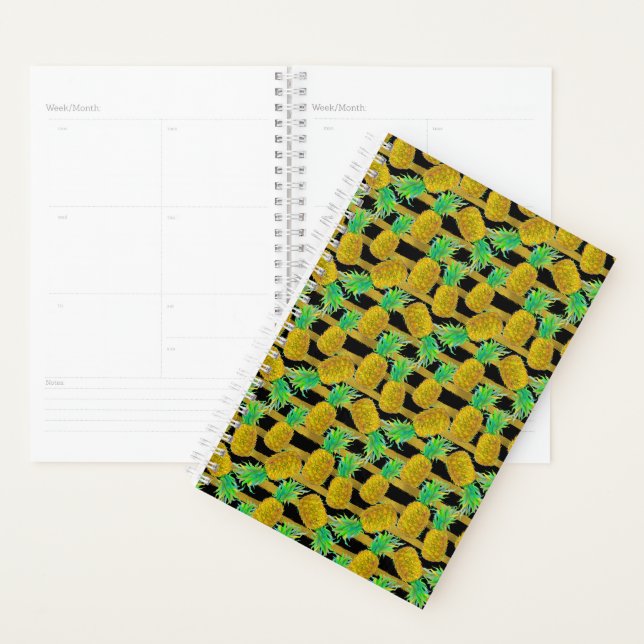 Golden Pineapples On Stripes Planner (Display)