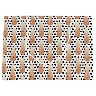Golden Pineapples Pattern Tropical Large Gift Bag