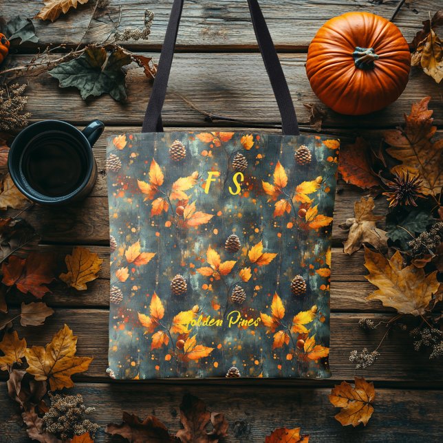 Golden Pines Tote with Autumn Leaf and Pinecone Bag (Creator Uploaded)