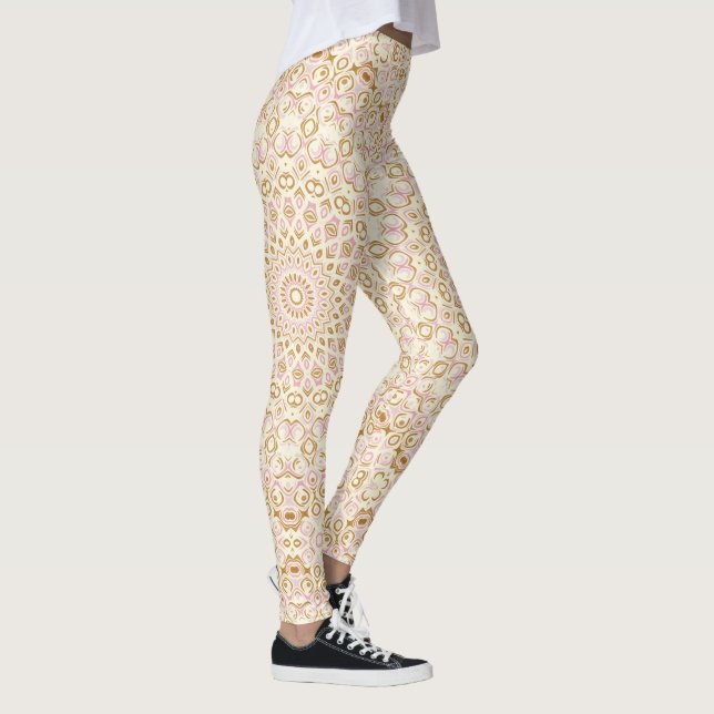 Golden Pink Abstract Mandala Pattern Leggings (Right)