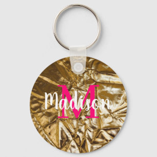Golden Pink Monogram Personalised Key Ring