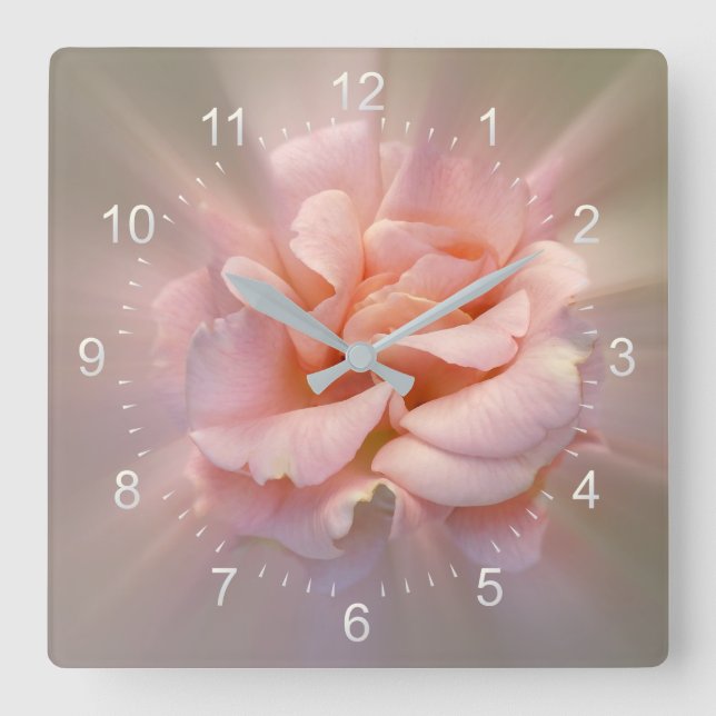 Golden pink square wall clock (Front)