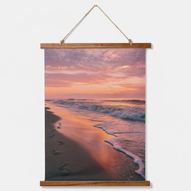 Golden Pink Sunset Shoreline Tapestry (Front)