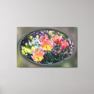 Golden pink tulips canvas print