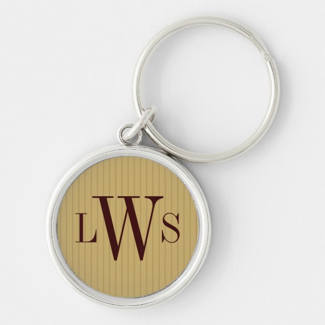 Golden Pinstripe Monogram Gift Keychain (Front)