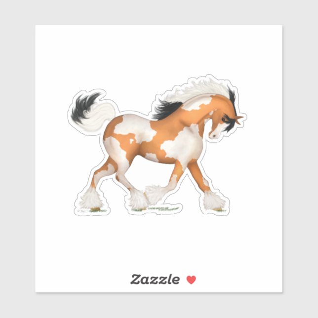 Golden Pinto Gypsy Horse Overo Equestrian (Sheet)