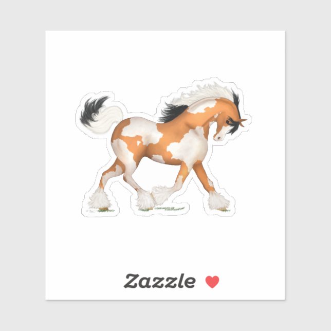 Golden Pinto Gypsy Horse Overo Equestrian (Sheet)