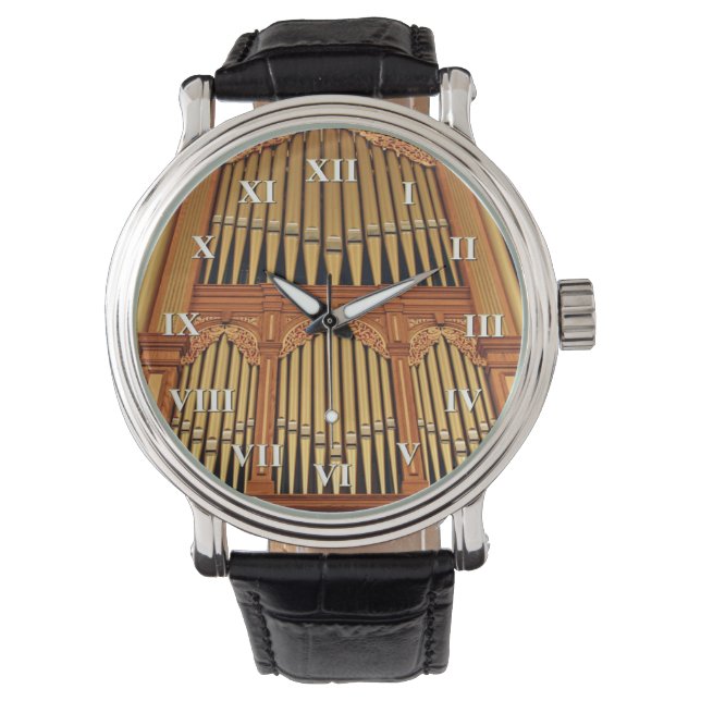 Golden pipes with roman numerals watch (Front)