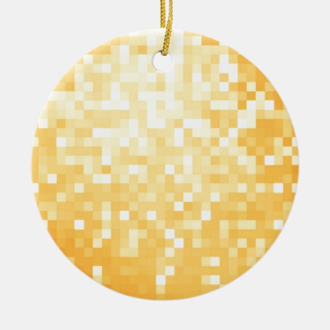 Golden Pixel Sparkle Ceramic Tree Decoration (Front)