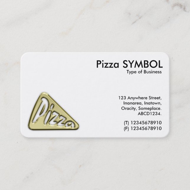 Golden Pizza Symbol Business Card (Front)