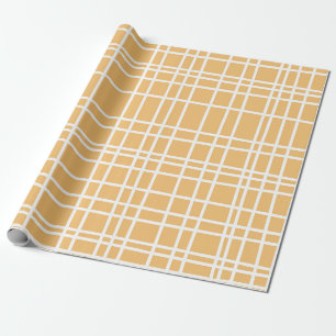 Golden Plaid Harmony Wrapping Paper